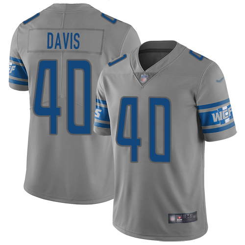 Detroit Lions Limited Gray Men Jarrad Davis Jersey NFL Football #40 Inverted Legend->detroit lions->NFL Jersey